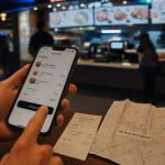Food court Mantes : commande Uber Eats devant la vitrine