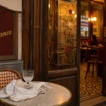 La renaissance paris 18 : bistrot 1904, table et verre à pied en terrasse