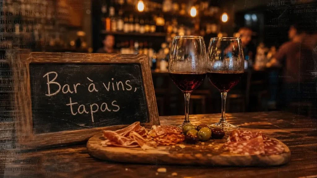 S&L restaurant bar vin tapas : comptoir, verres et tapas