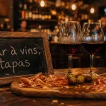 S&L restaurant bar vin tapas : comptoir, verres et tapas