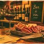 Bar à vin paris montparnasse : comptoir avec vin rouge et planche charcuteries