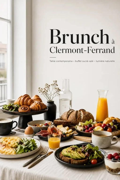 Brunch clermont ferrand dans un restaurant lumineux avec buffet sucré-salé et ambiance conviviale