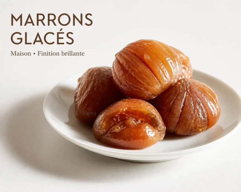 Recette des marrons glacés maison brillants et fondants sur une assiette élégante