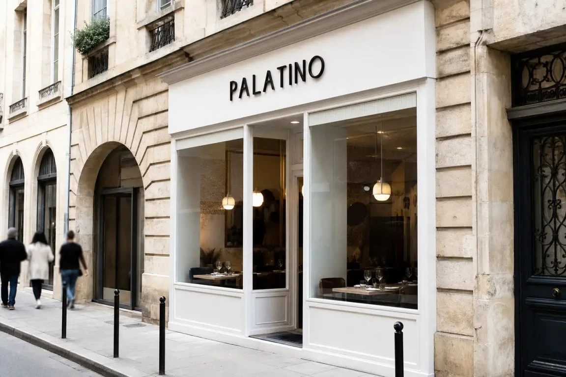 Palatino restaurant Bordeaux façade et entrée au 8 rue de la Merci
