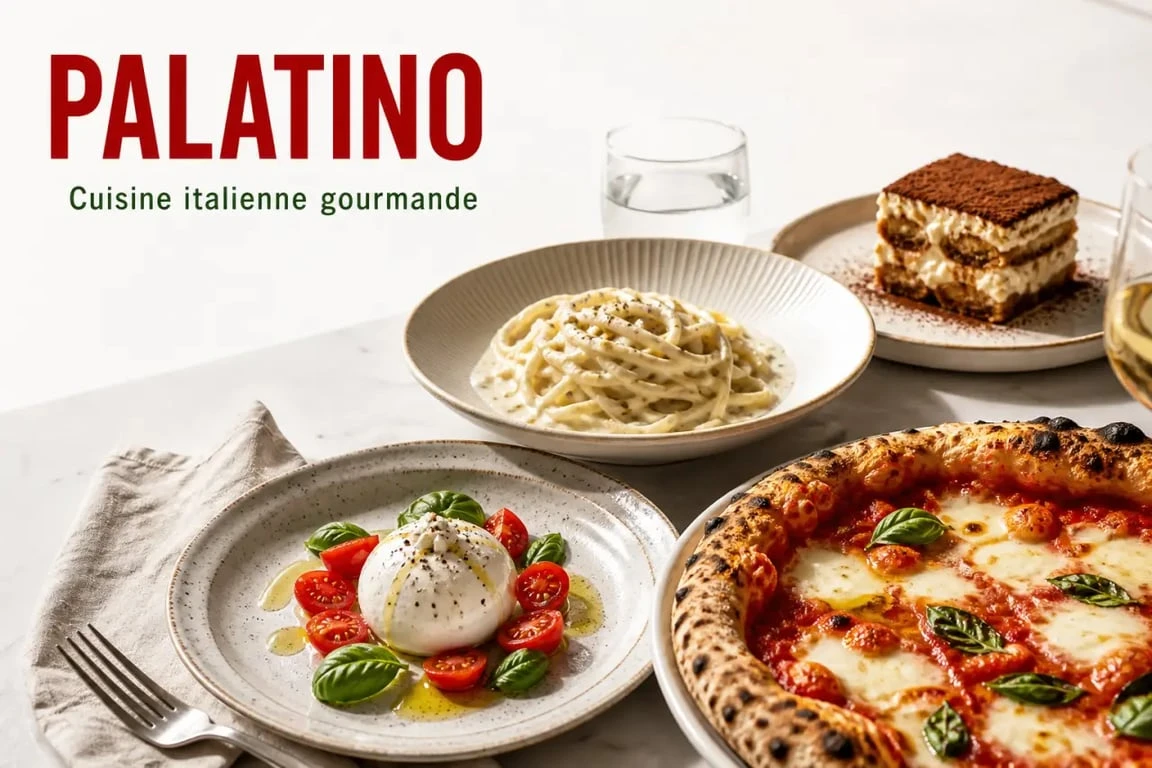 Palatino restaurant Bordeaux plats signatures italiens sur table dressée