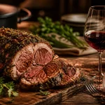 Quel vin servir avec le gigot d'agneau : verre de Bordeaux rouge avec gigot rôti