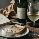 Vin avec fromage de chèvre : vin blanc vif et crottin de chèvre sur table