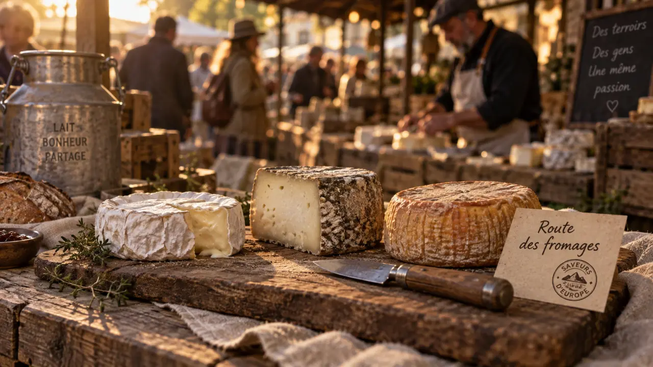 Comment organiser un voyage gastronomique a la decouverte des fromages regionaux europeens : fromages au marché européen, golden hour
