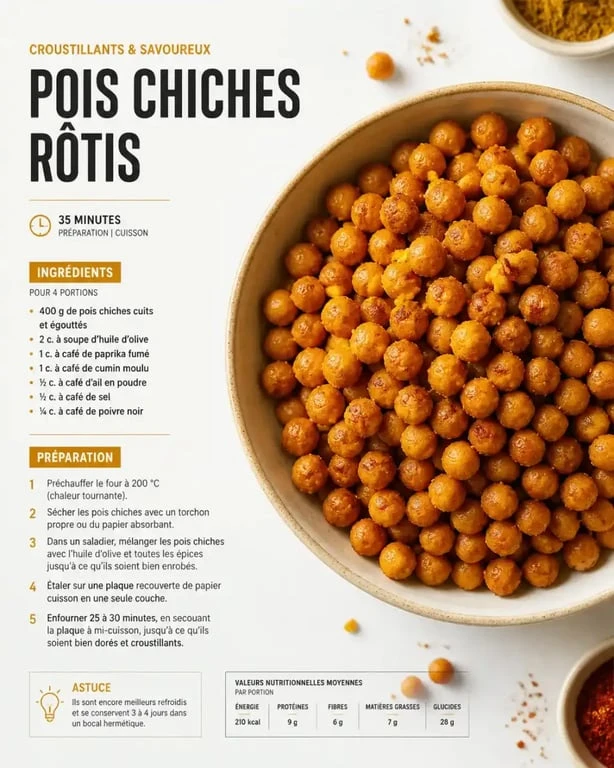 Pois chiches rôtis au four, une idée de préparation pois chiche croustillante