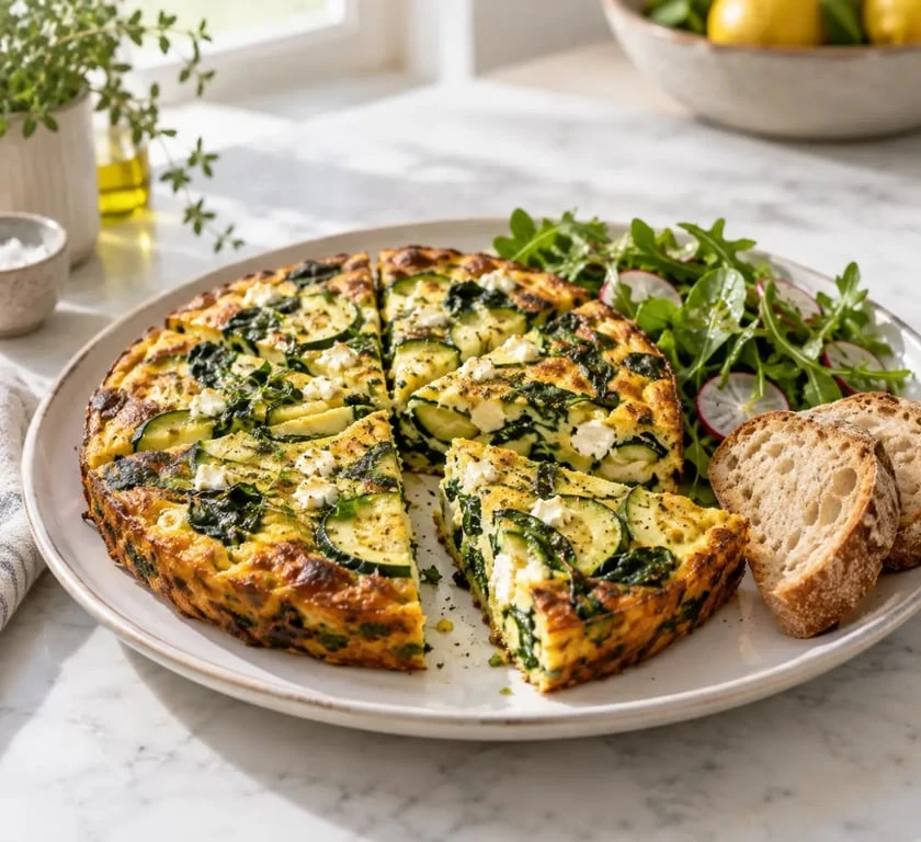 Recettes salées faciles : frittata aux légumes et à la feta