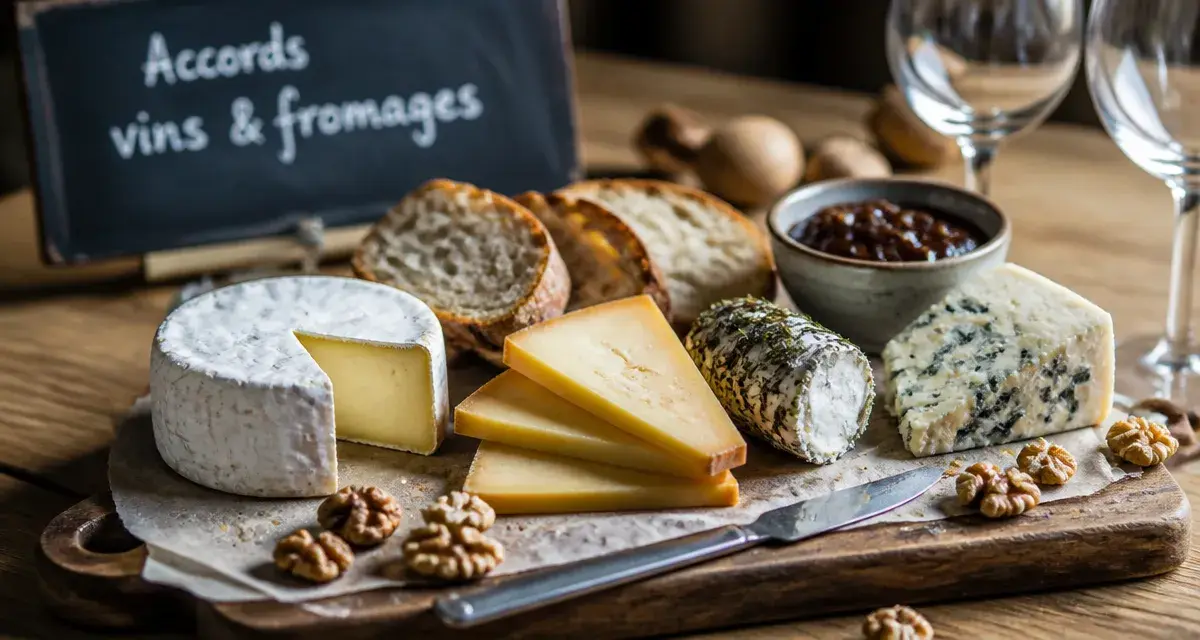 Guide pour accorder les vins et les fromages pour un apéritif : plateau de fromages et vins