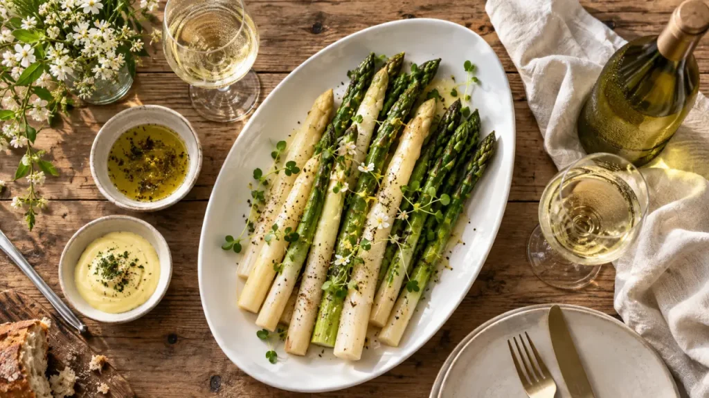 Quel vin avec des asperges : blanc sec, asperges et verres à vin blanc