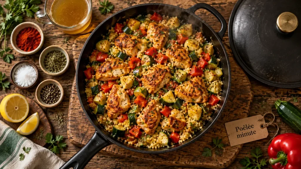 Recette à la poêle : poêlée minute poulet doré