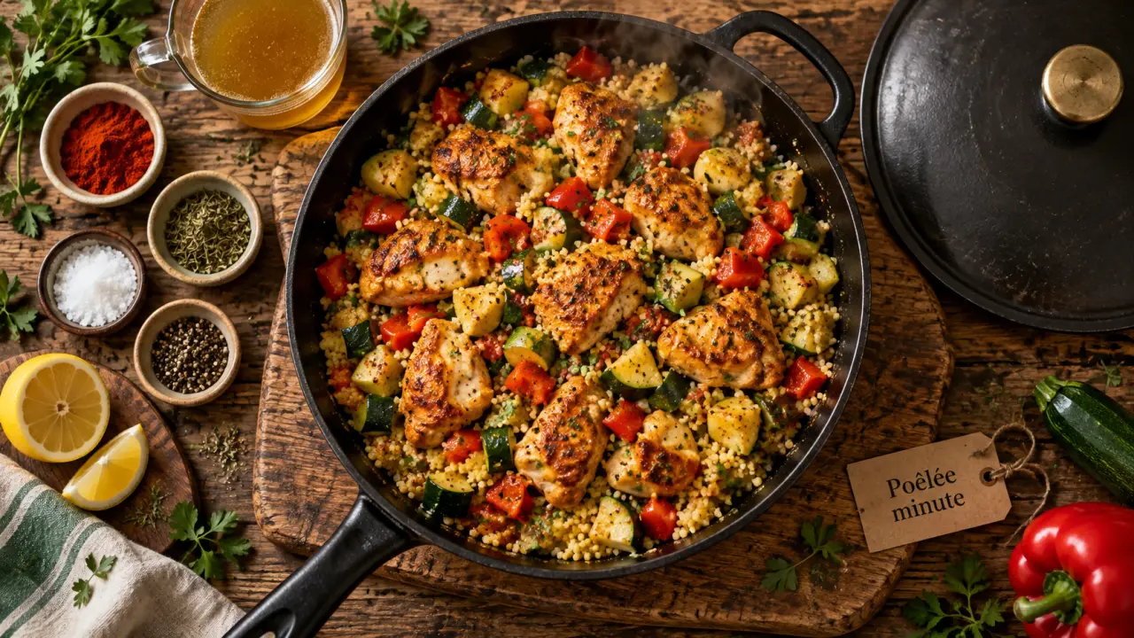 Recette à la poêle : poêlée minute poulet doré