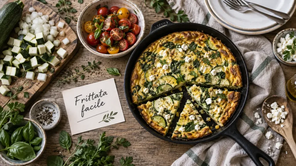 Recettes salées faciles : frittata aux légumes et feta dorée