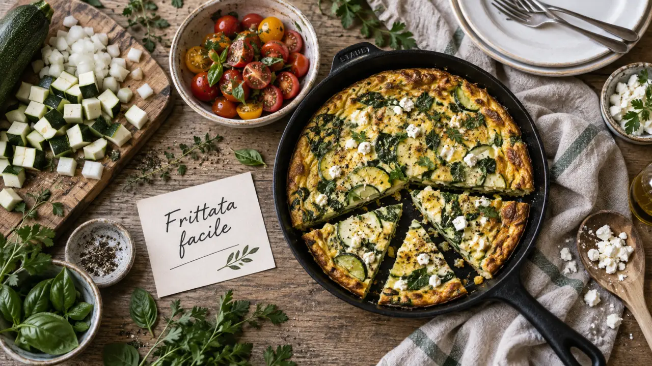 Recettes salées faciles : frittata aux légumes et feta dorée