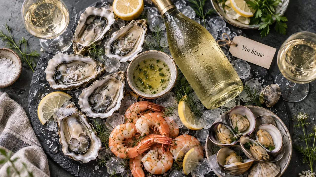 Vin blanc fruit de mer avec huîtres et citron, éviter le boisé