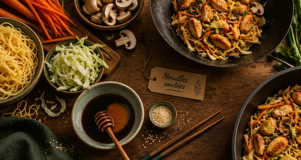 Idées recettes asiatiques : nouilles sautées maison en wok, sauce soja