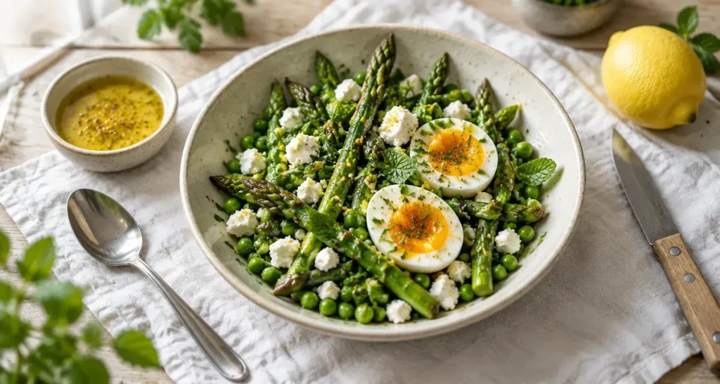 Idées recettes avril : salade tiède aux asperges, sans four