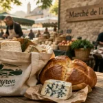 Les plus beaux marchés en Aveyron : fromages sur étal au marché de Millau