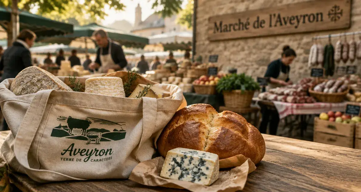 Les plus beaux marchés en Aveyron : fromages sur étal au marché de Millau